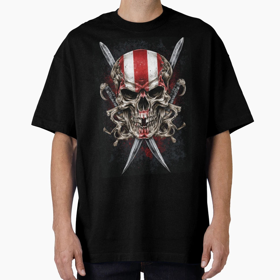 Austria Skull Roar Gothic Patriot T-Shirt - Novelty Apparel for Adults - T-Shirt, Sweatshirt, Hoodie