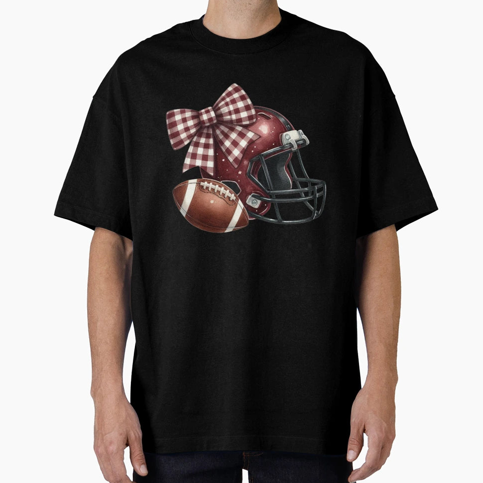 Fall Football Plaid Bow Cozy Autumn T-Shirt - Trendy Graphic Unisex - T-Shirt, Sweatshirt, Hoodie