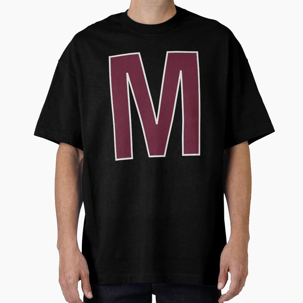 Letter M Bold Collegiate Font Varsity T-Shirt - Minimalist Print Men Women - T-Shirt, Sweatshirt, Hoodie
