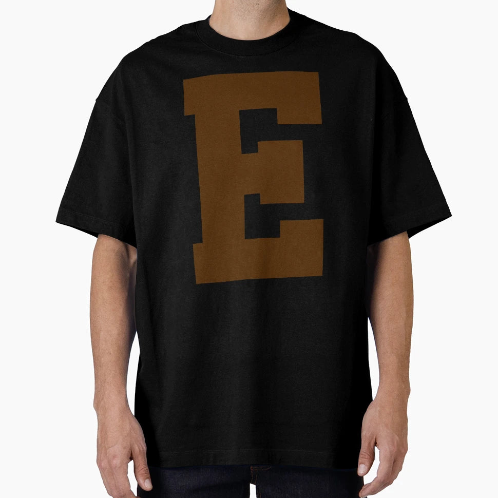 Alphabet Brown E Sports Letter E T-Shirt - Trendy Graphic Men Women - T-Shirt, Sweatshirt, Hoodie
