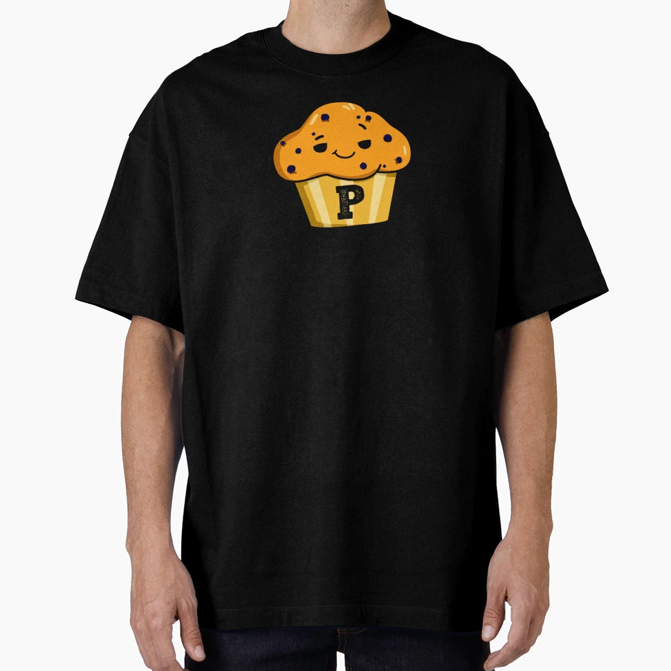 Alphabet Letter P Muffin T-Shirt - Trendy Graphic for Adults - T-Shirt, Sweatshirt, Hoodie