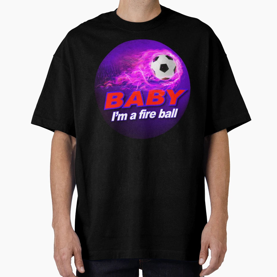 Red And Purple Im Fire Ball Soccer Foot T-Shirt - Custom Art Print Unisex - T-Shirt, Sweatshirt, Hoodie