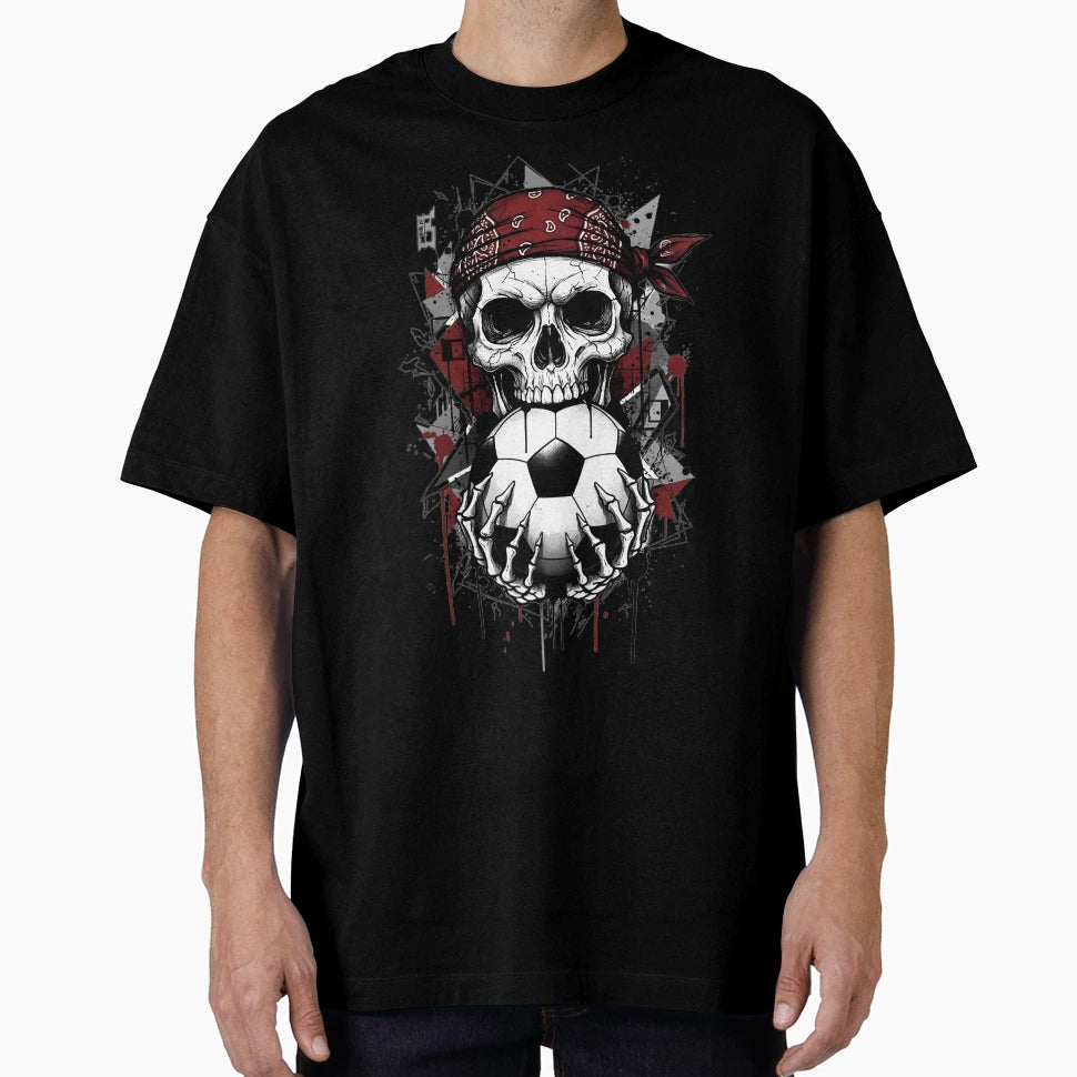 Edgy Grunge Soccer Skull Bandana T-Shirt - Casual Everyday Wear Unisex - T-Shirt, Sweatshirt, Hoodie