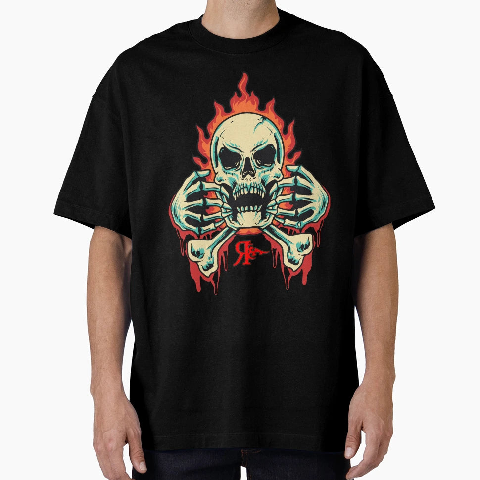 Rogue Skull Fire Tattoo Art T-Shirt - Unique Graphic for Adults - T-Shirt, Sweatshirt, Hoodie