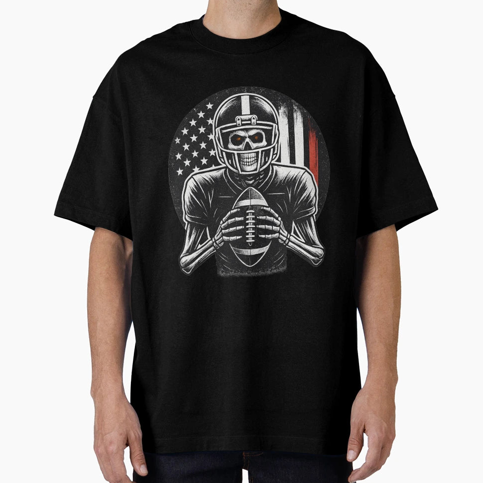 Skull American Football Player Dark T-Shirt - Graphic Print for Adults - T-Shirt, Sweatshirt, Hoodie