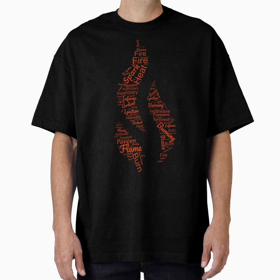 Flame Word Cloud T-Shirt - Graphic Print for Adults - T-Shirt, Sweatshirt, Hoodie