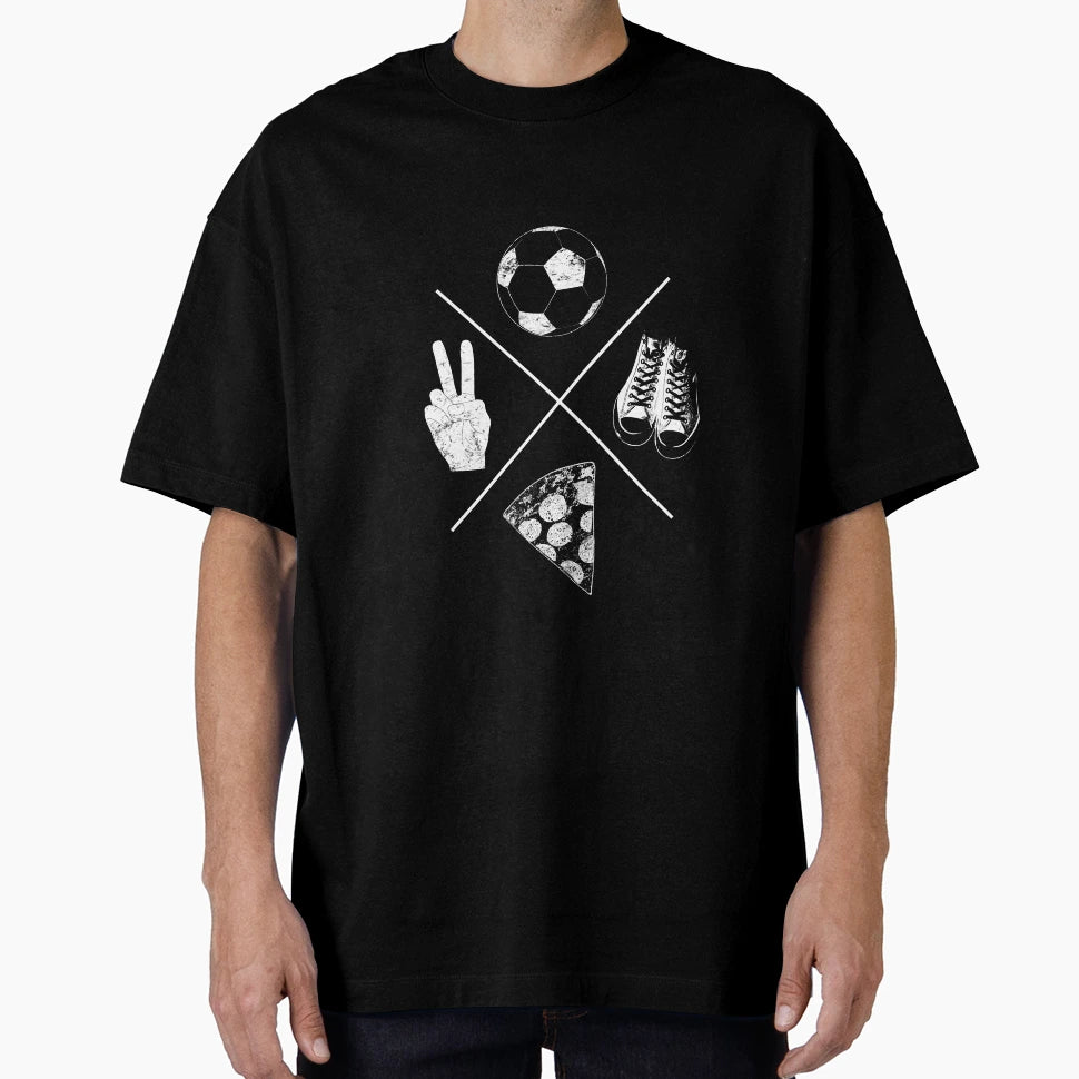 Pizza Peace Soccer White T-Shirt - Graphic Print Men Women - T-Shirt, Sweatshirt, Hoodie