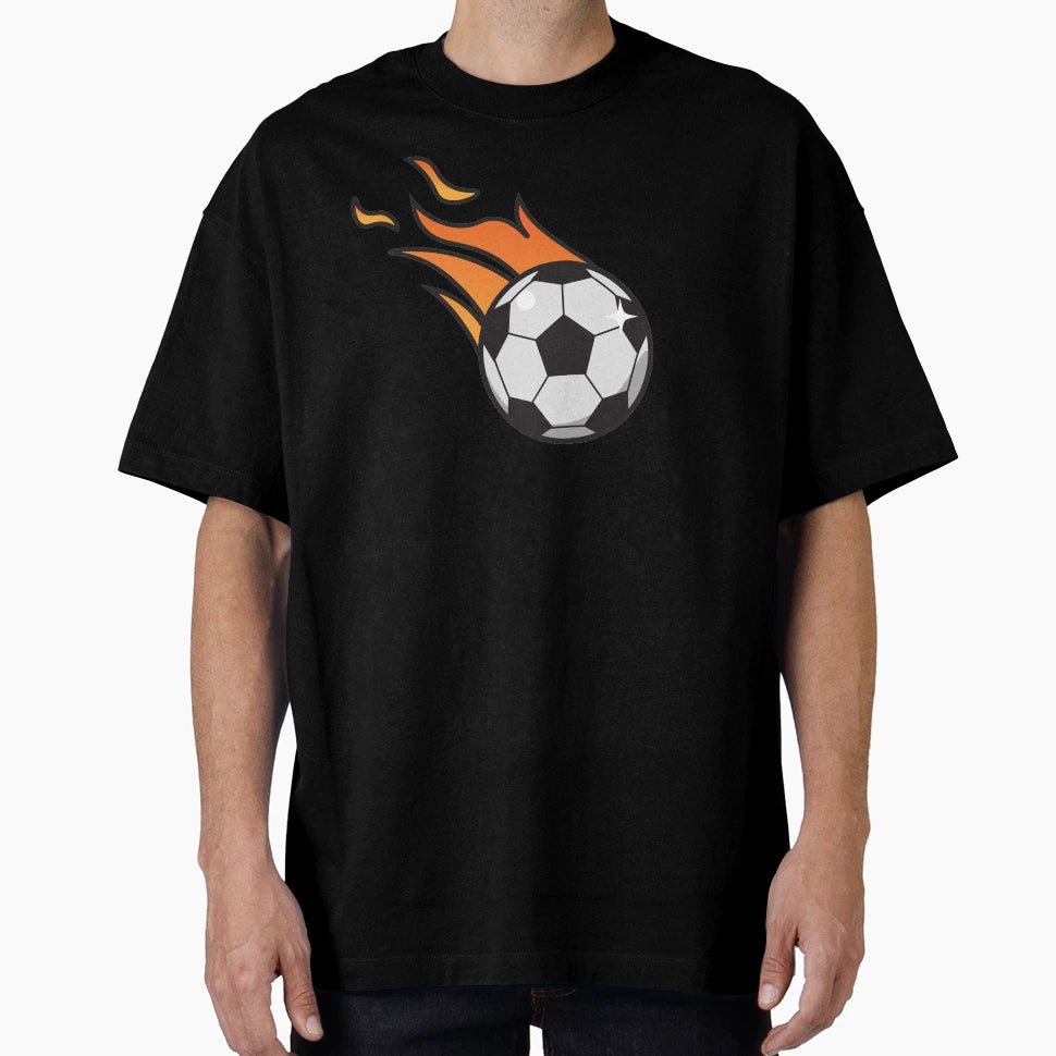 Flaming Football Soccer T-Shirt - Minimalist Print Men Women - T-Shirt, Sweatshirt, Hoodie