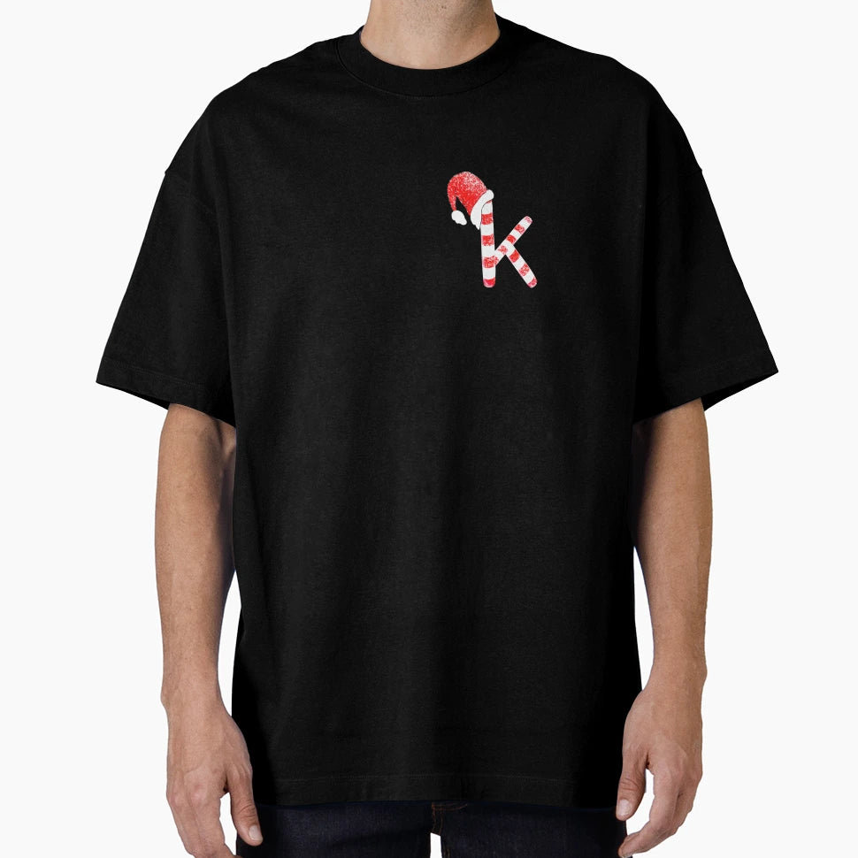 Candy Cane Letter K Santa T-Shirt - Trendy Graphic Men Women - T-Shirt, Sweatshirt, Hoodie
