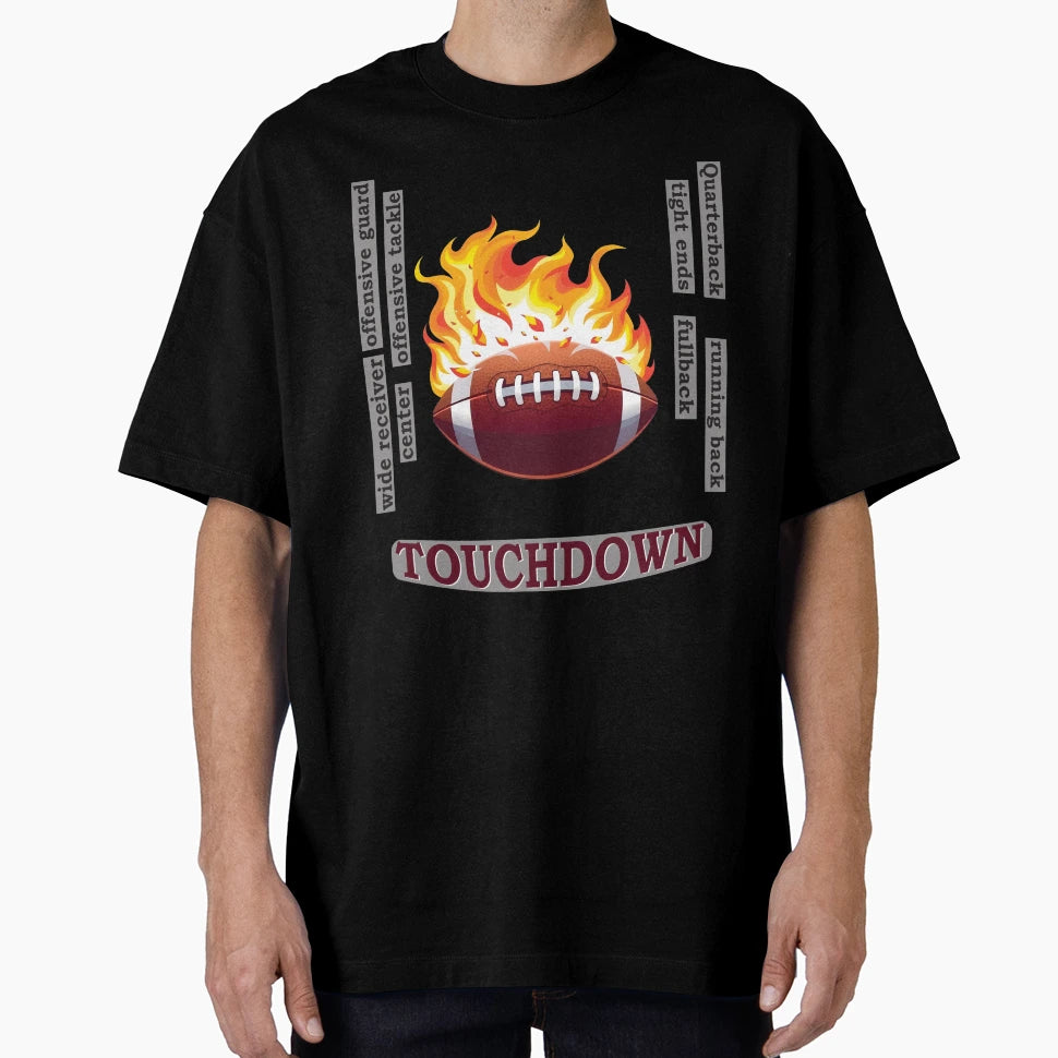 Fiery American Football Ball T-Shirt - Aesthetic Graphic for Adults - T-Shirt, Sweatshirt, Hoodie