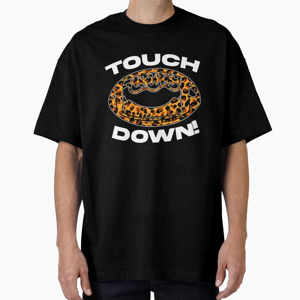 Touchdown Fierce Leopard Football T-Shirt - Novelty Apparel Unisex - T-Shirt, Sweatshirt, Hoodie