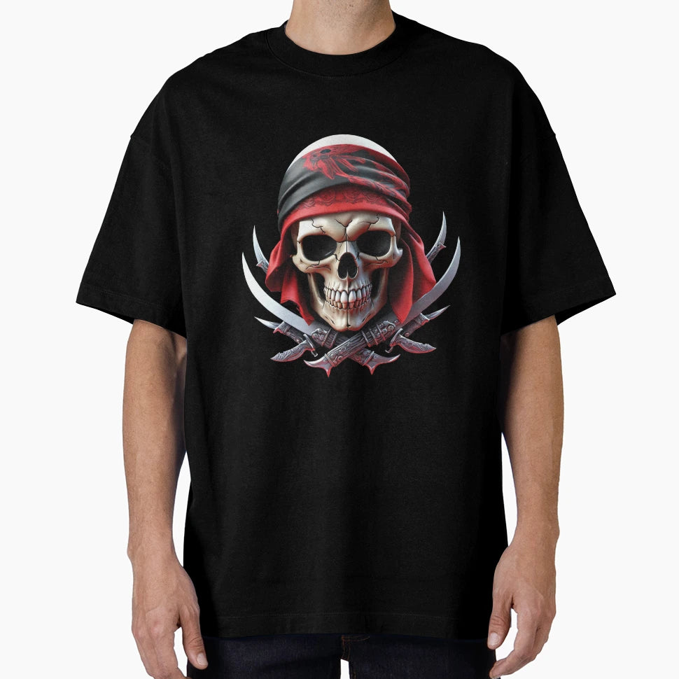 Skull Red Head Bandana T-Shirt - Casual Everyday Wear for Adults - T-Shirt, Sweatshirt, Hoodie