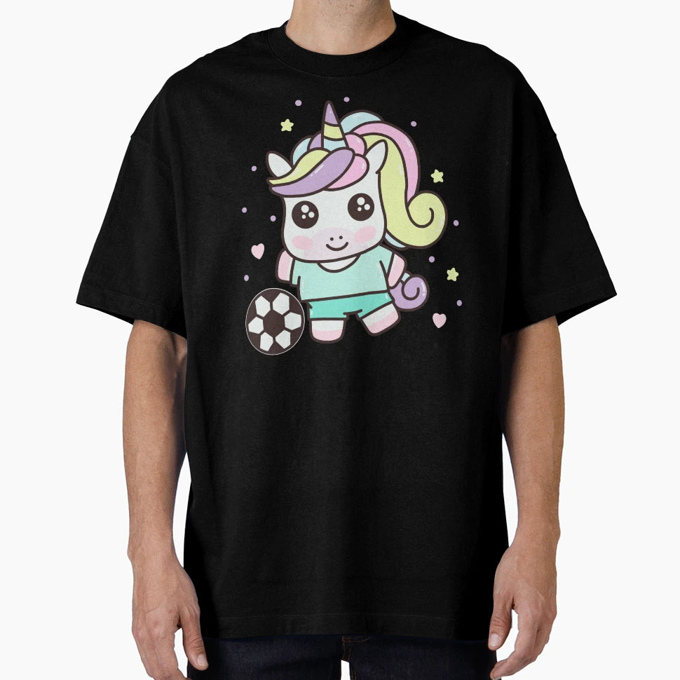 Kawaii Football Unicorn Soccer T-Shirt - Casual Everyday Wear Men Women - T-Shirt, Sweatshirt, Hoodie