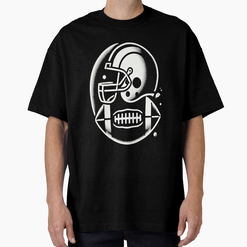 Negative Space Football Helmet Ball T-Shirt - Custom Art Print Men Women - T-Shirt, Sweatshirt, Hoodie