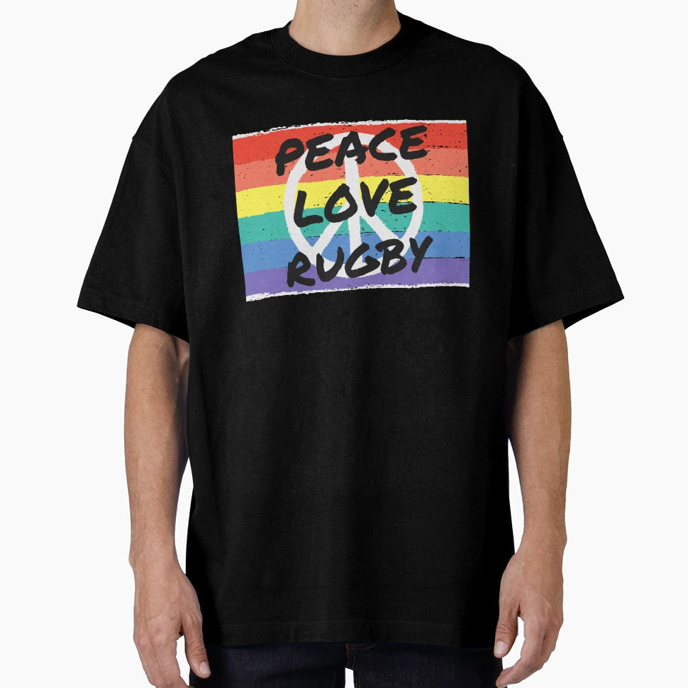 Peace Love Rugby T-Shirt - Trendy Graphic Unisex - T-Shirt, Sweatshirt, Hoodie