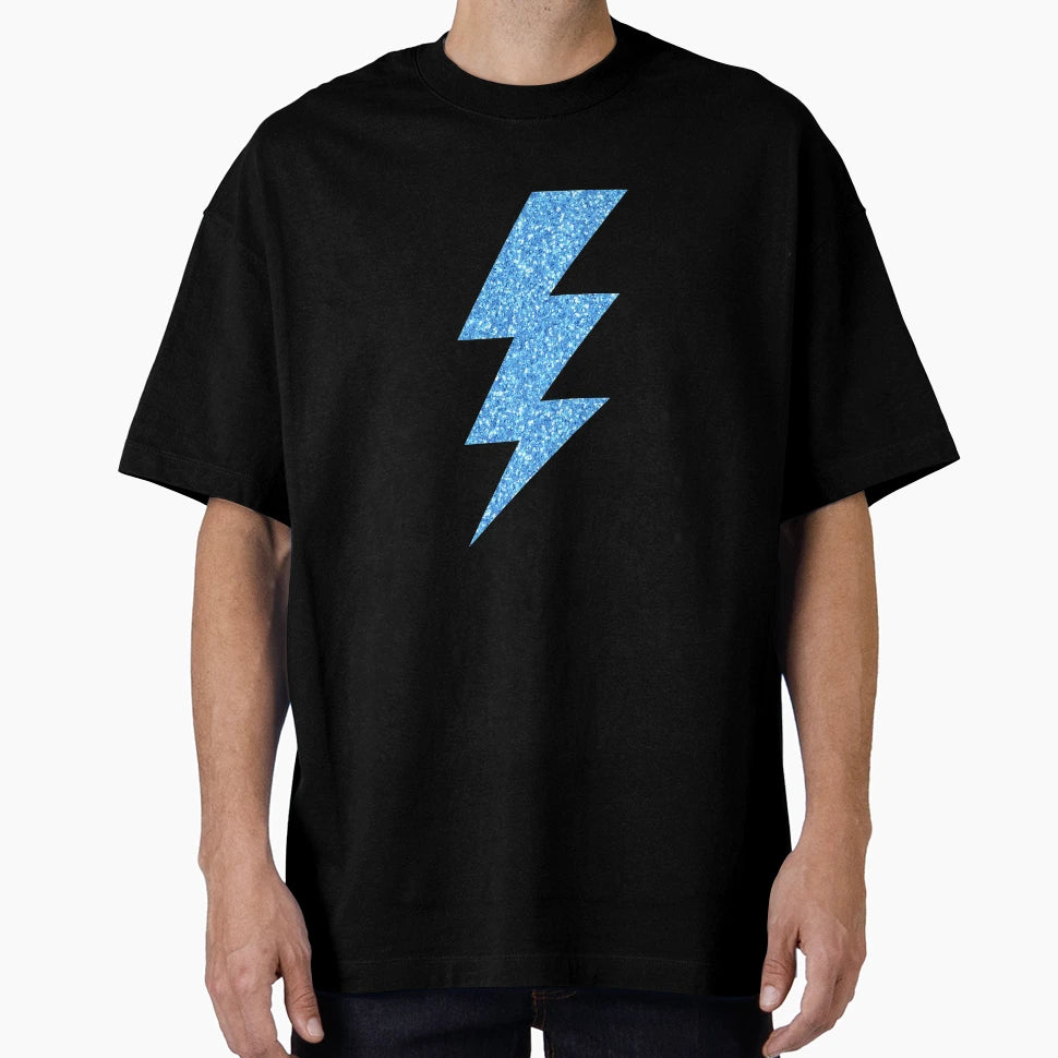 Blue Glitter Lightning Bolt T-Shirt - Fun Novelty Design Men Women - T-Shirt, Sweatshirt, Hoodie