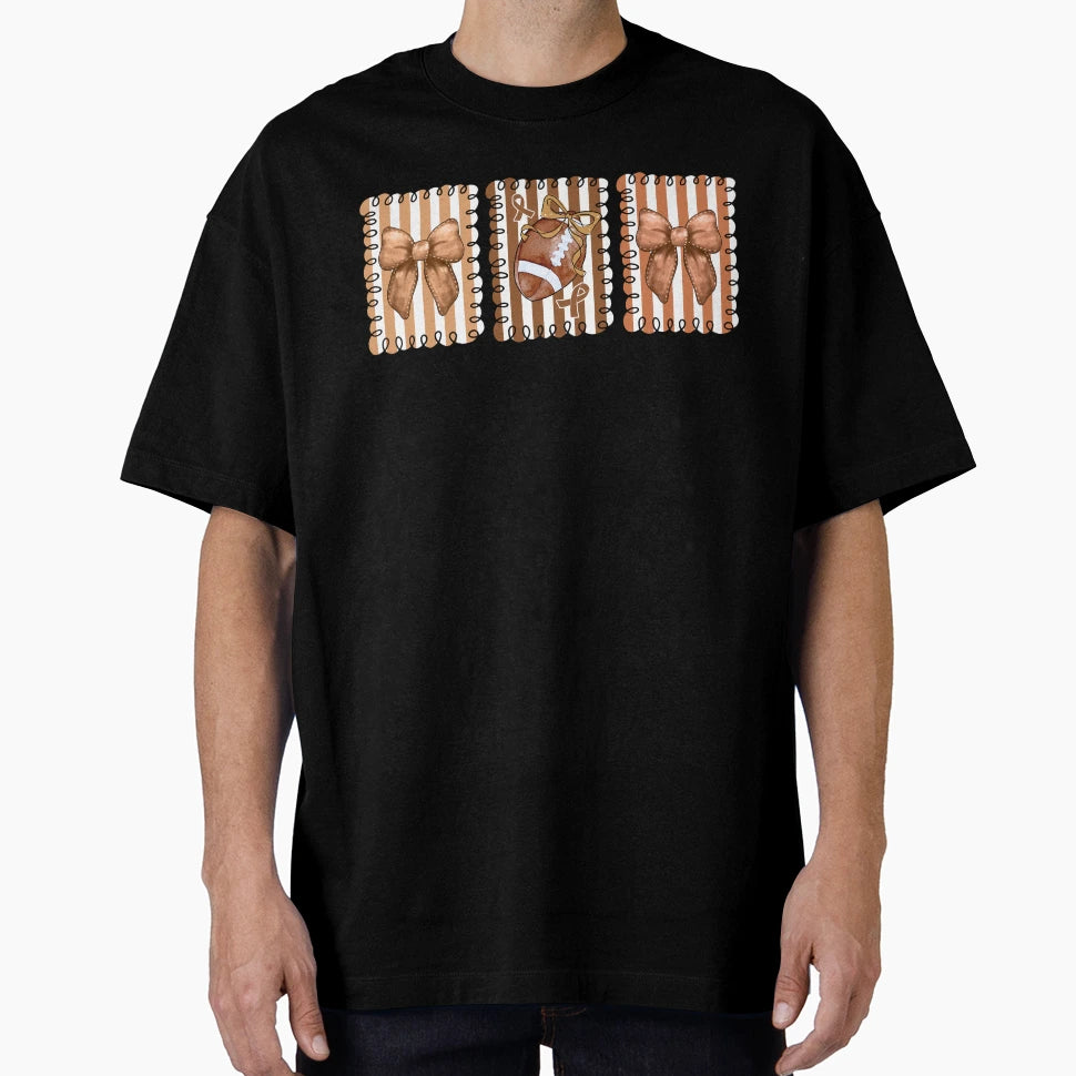 Football And Bows Awareness Ribbon T-Shirt - Aesthetic Graphic Men Women - T-Shirt, Sweatshirt, Hoodie