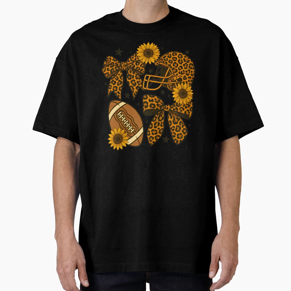 Touchdown Football Sunflower Bow T-Shirt - Streetwear Style for Adults - T-Shirt, Sweatshirt, Hoodie