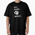 Eat Sleep R Repeat White Logo T-Shirt - Trendy Graphic Men Women - T-Shirt, Sweatshirt, Hoodie