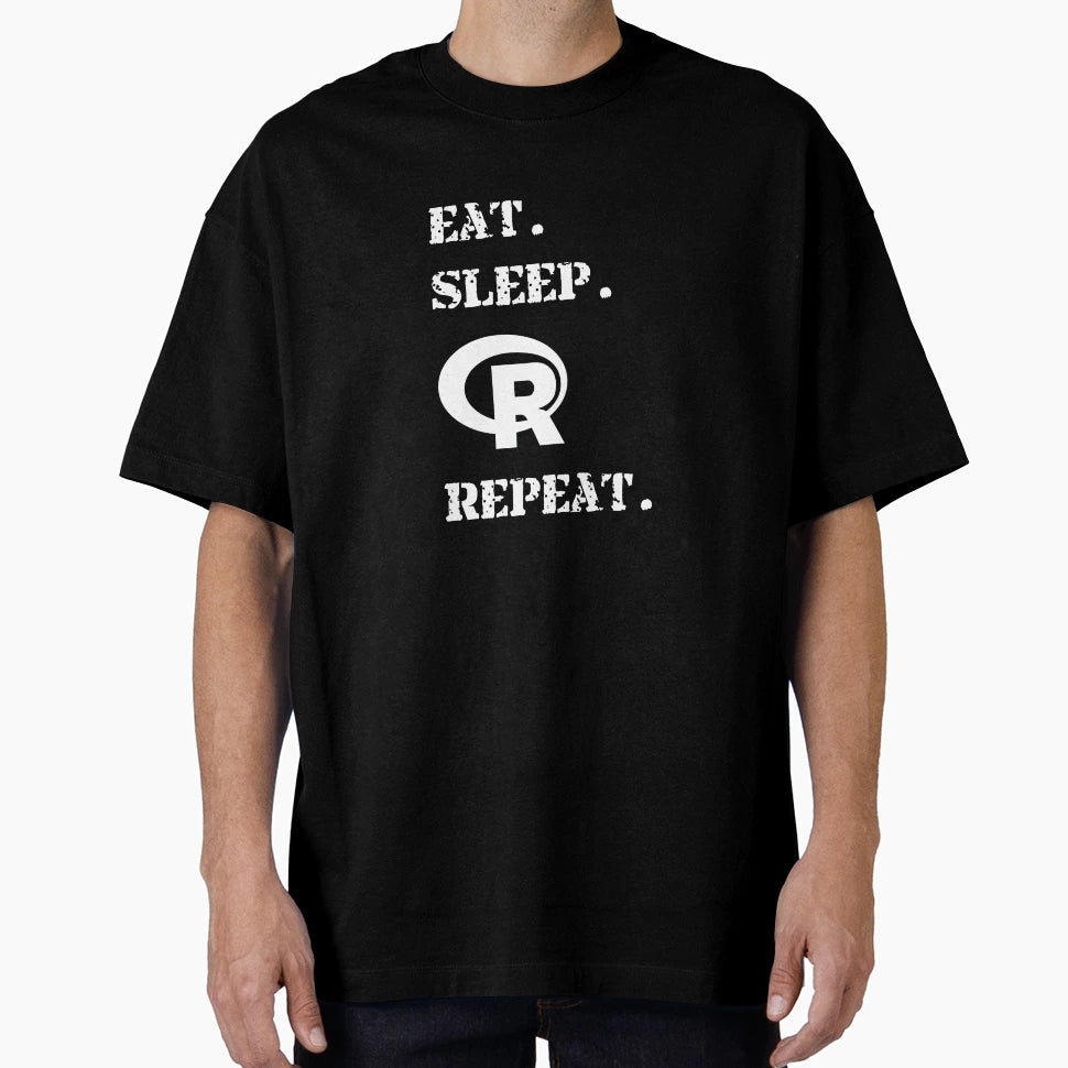 Eat Sleep R Repeat White Logo T-Shirt - Trendy Graphic Men Women - T-Shirt, Sweatshirt, Hoodie