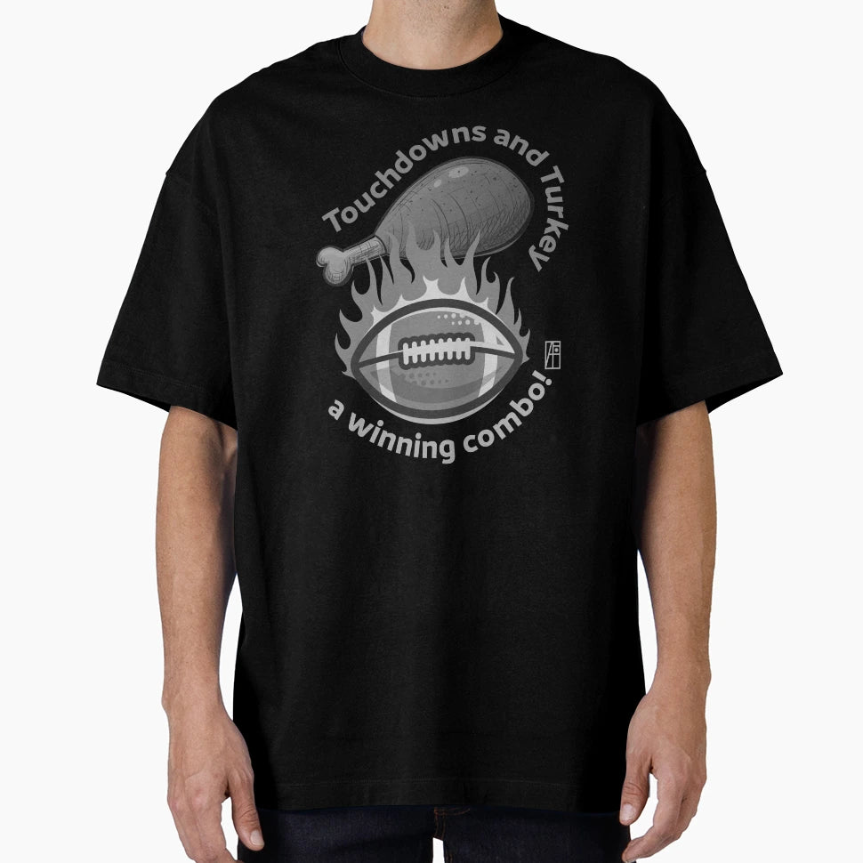 Touchdowns And Turkey Winning Combo T-Shirt - Aesthetic Graphic for Adults - T-Shirt, Sweatshirt, Hoodie
