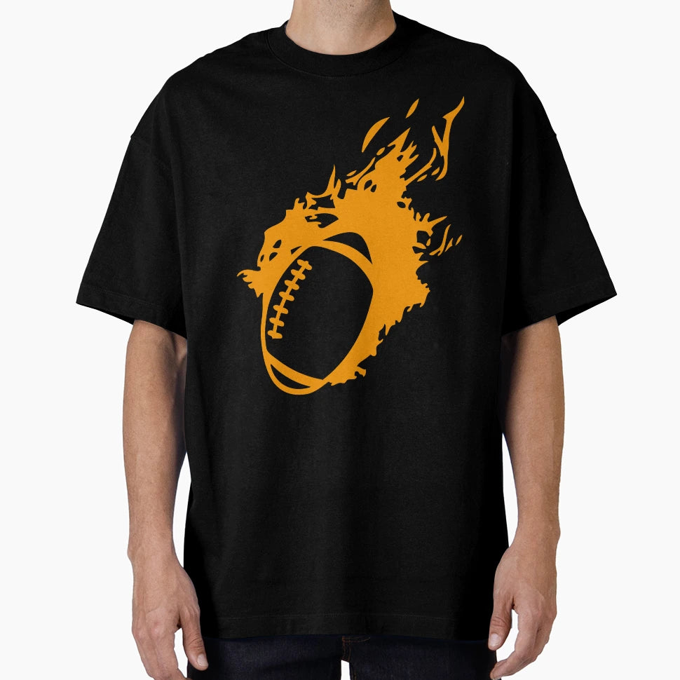 Rugby Ball Or American Football Flame T-Shirt - Streetwear Style Unisex - T-Shirt, Sweatshirt, Hoodie