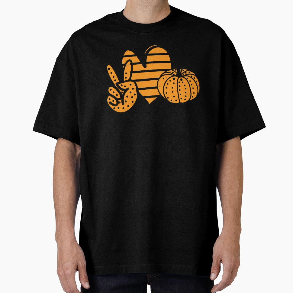 Peace Love Fall Funny Halloween T-Shirt - Custom Art Print for Adults - T-Shirt, Sweatshirt, Hoodie