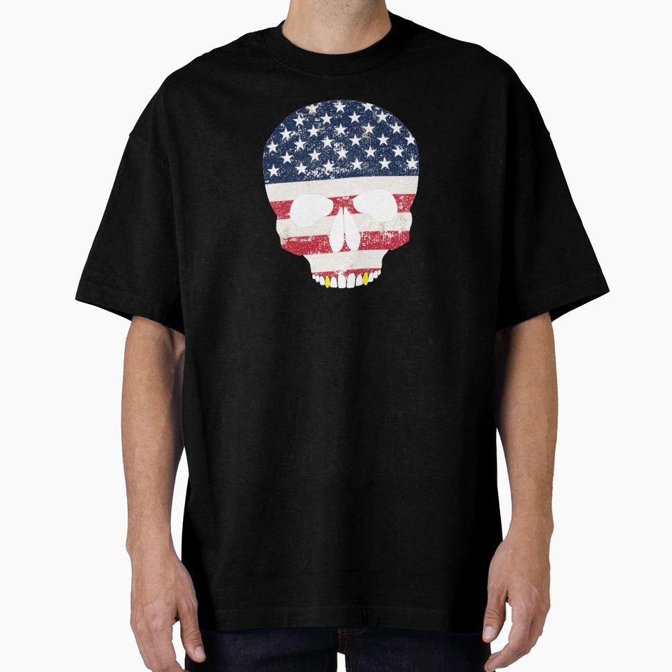 Skull American Flag T-Shirt - Casual Everyday Wear for Adults - T-Shirt, Sweatshirt, Hoodie