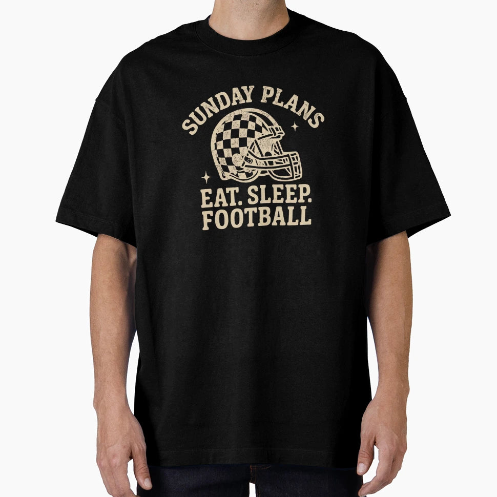 Sunday Plans Eat Sleep Football Sports T-Shirt - Graphic Print Men Women - T-Shirt, Sweatshirt, Hoodie