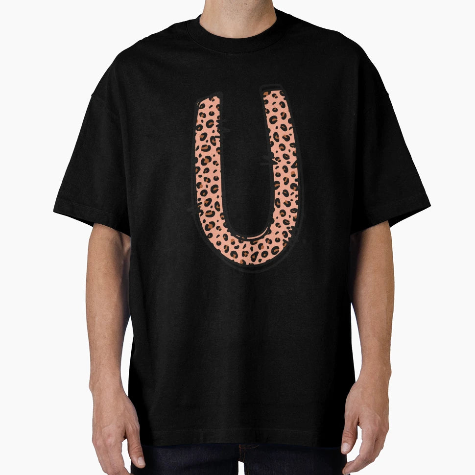 Monogram Letter U Leopard T-Shirt - Graphic Print Men Women - T-Shirt, Sweatshirt, Hoodie