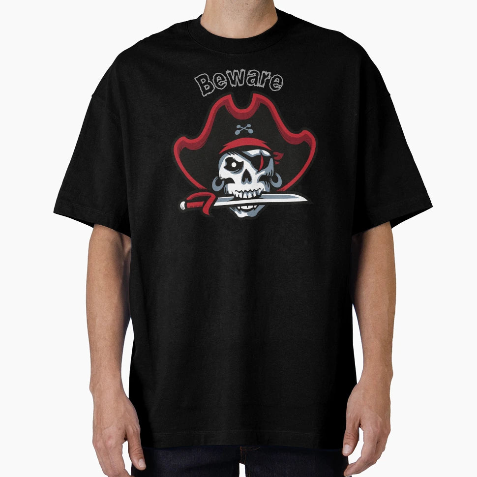 Beware Pirate Skull Horror Readers Gothic T-Shirt - Unique Graphic Unisex - T-Shirt, Sweatshirt, Hoodie