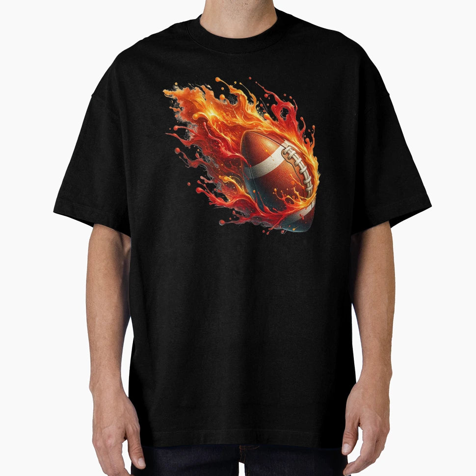 Rugby Ball Flames T-Shirt - Minimalist Print Men Women - T-Shirt, Sweatshirt, Hoodie
