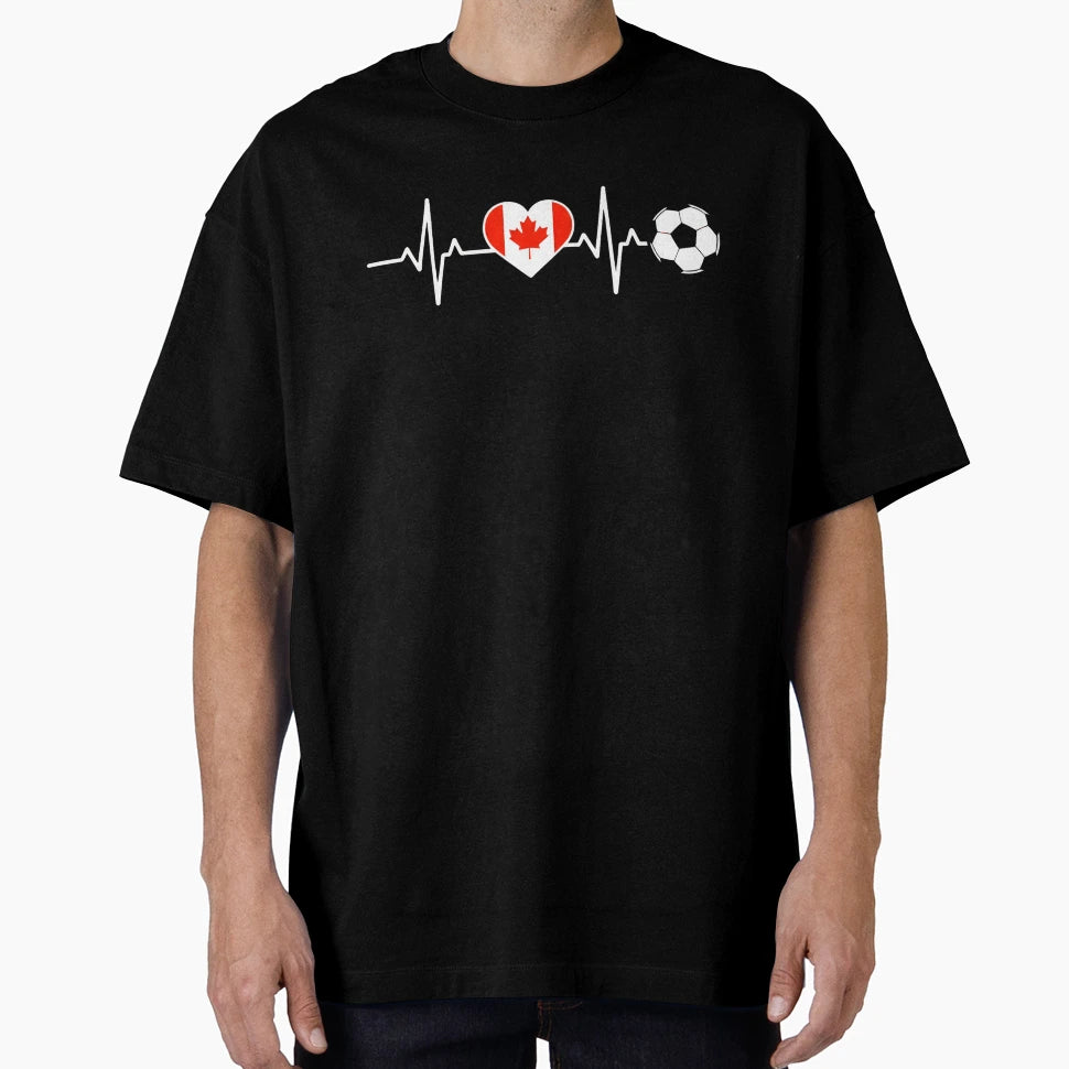 Canada Soccer Heartbeat Maple Leaf T-Shirt - Minimalist Print for Adults - T-Shirt, Sweatshirt, Hoodie