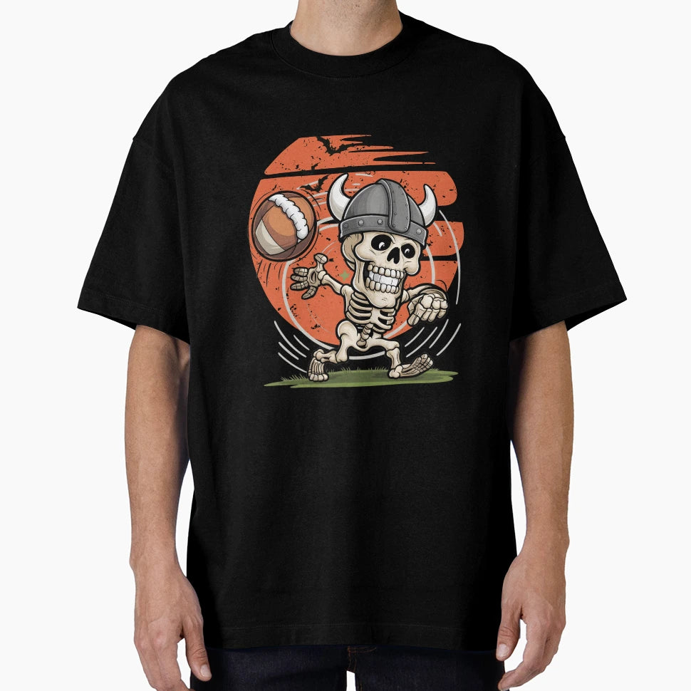 Viking Skeleton American Football Halloween T-Shirt - Graphic Print Unisex - T-Shirt, Sweatshirt, Hoodie