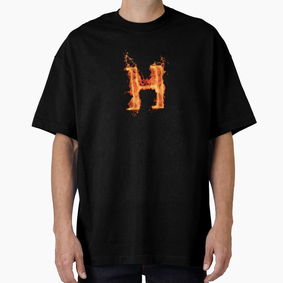 Letter H Flame Illustration Fire Light T-Shirt - Minimalist Print Unisex - T-Shirt, Sweatshirt, Hoodie