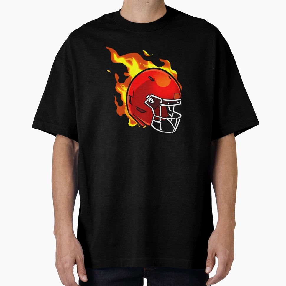 American Football Red Helmet Fire T-Shirt - Trendy Graphic Men Women - T-Shirt, Sweatshirt, Hoodie