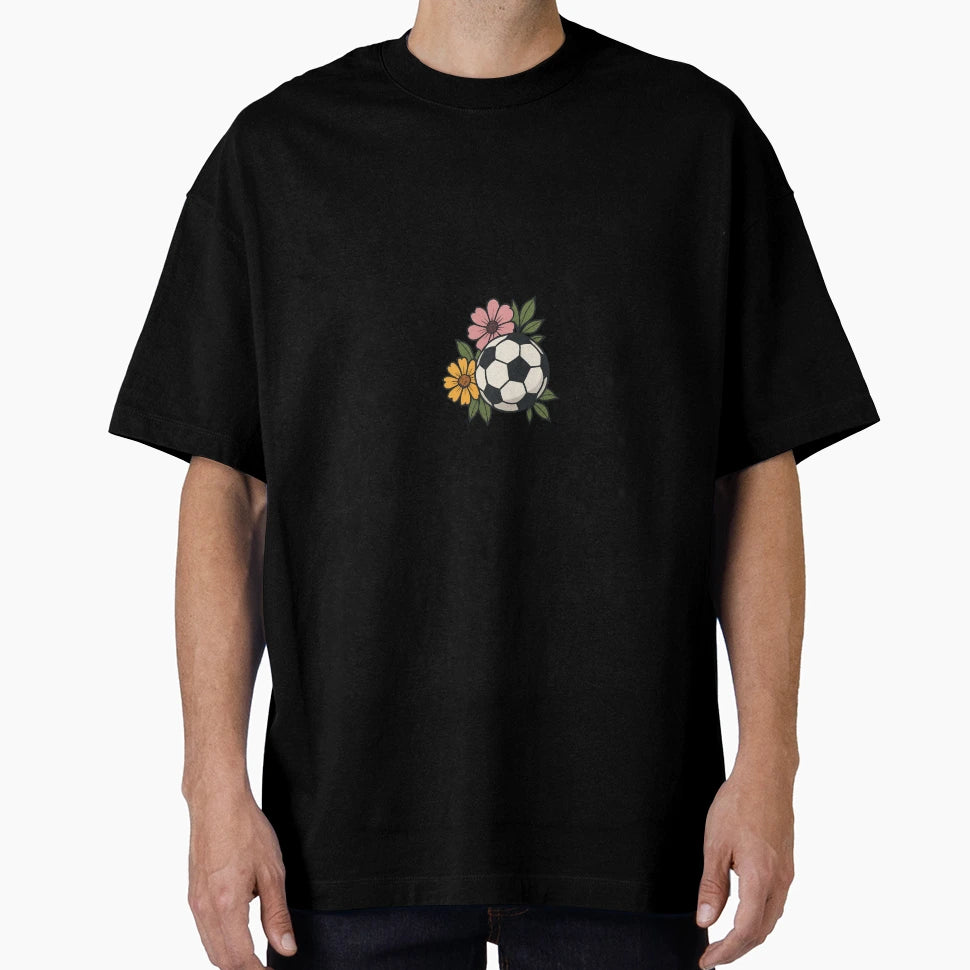 Soccer And Flowers T-Shirt - Trendy Graphic Unisex - T-Shirt, Sweatshirt, Hoodie