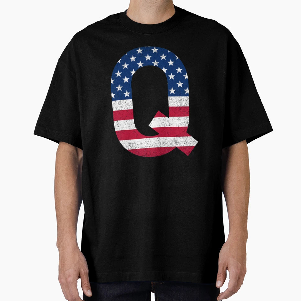 Letter Q Capital Alphabet American T-Shirt - Aesthetic Graphic Men Women - T-Shirt, Sweatshirt, Hoodie