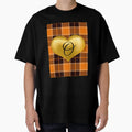 Abstract Warm Plaid Puff Gold Heart T-Shirt - Aesthetic Graphic for Adults - T-Shirt, Sweatshirt, Hoodie