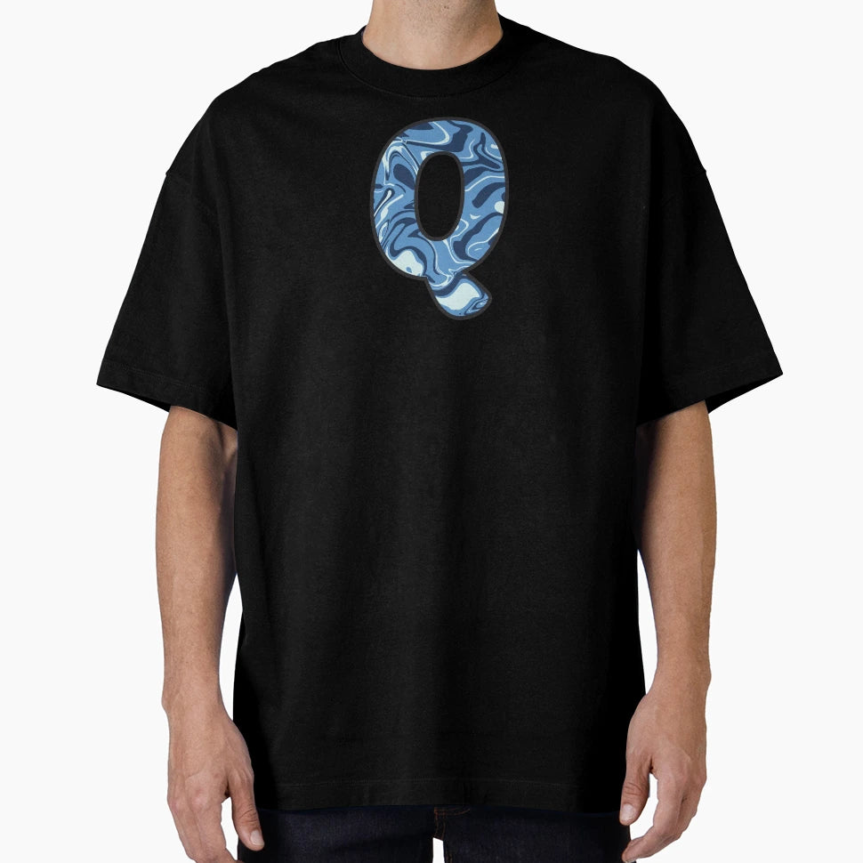 Q Blue Marble Alphabet Letter T-Shirt - Custom Art Print for Adults - T-Shirt, Sweatshirt, Hoodie