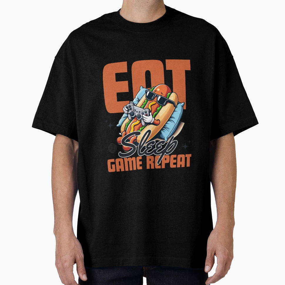Eat Sleep Game Repreat T-Shirt - Novelty Apparel Unisex - T-Shirt, Sweatshirt, Hoodie