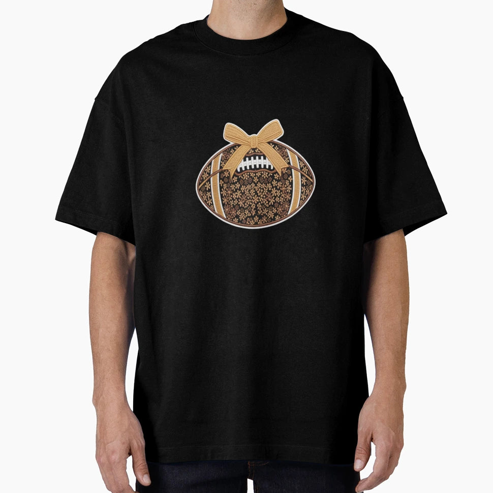Floral Football Coquette Bow Game Day T-Shirt - Unique Graphic Unisex - T-Shirt, Sweatshirt, Hoodie