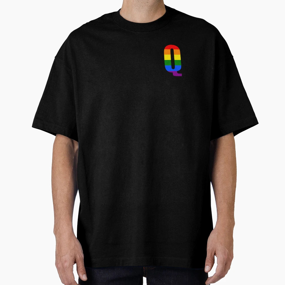 Pride Flag Letter Q T-Shirt - Streetwear Style for Adults - T-Shirt, Sweatshirt, Hoodie