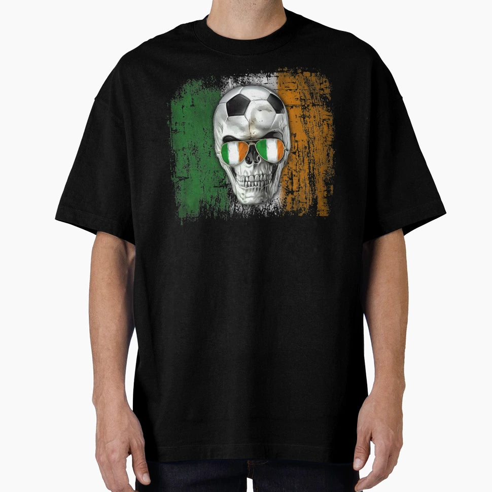 Irish Football Skull T-Shirt - Aesthetic Graphic Unisex - T-Shirt, Sweatshirt, Hoodie