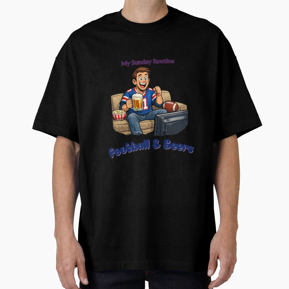New York Giants My Sunday Routine T-Shirt - Fun Novelty Design for Adults - T-Shirt, Sweatshirt, Hoodie