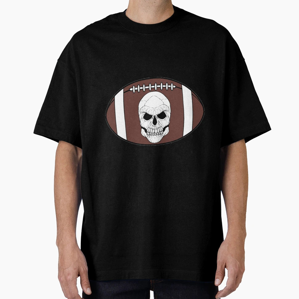 Football Jolly Roger Light Blue T-Shirt - Novelty Apparel for Adults - T-Shirt, Sweatshirt, Hoodie