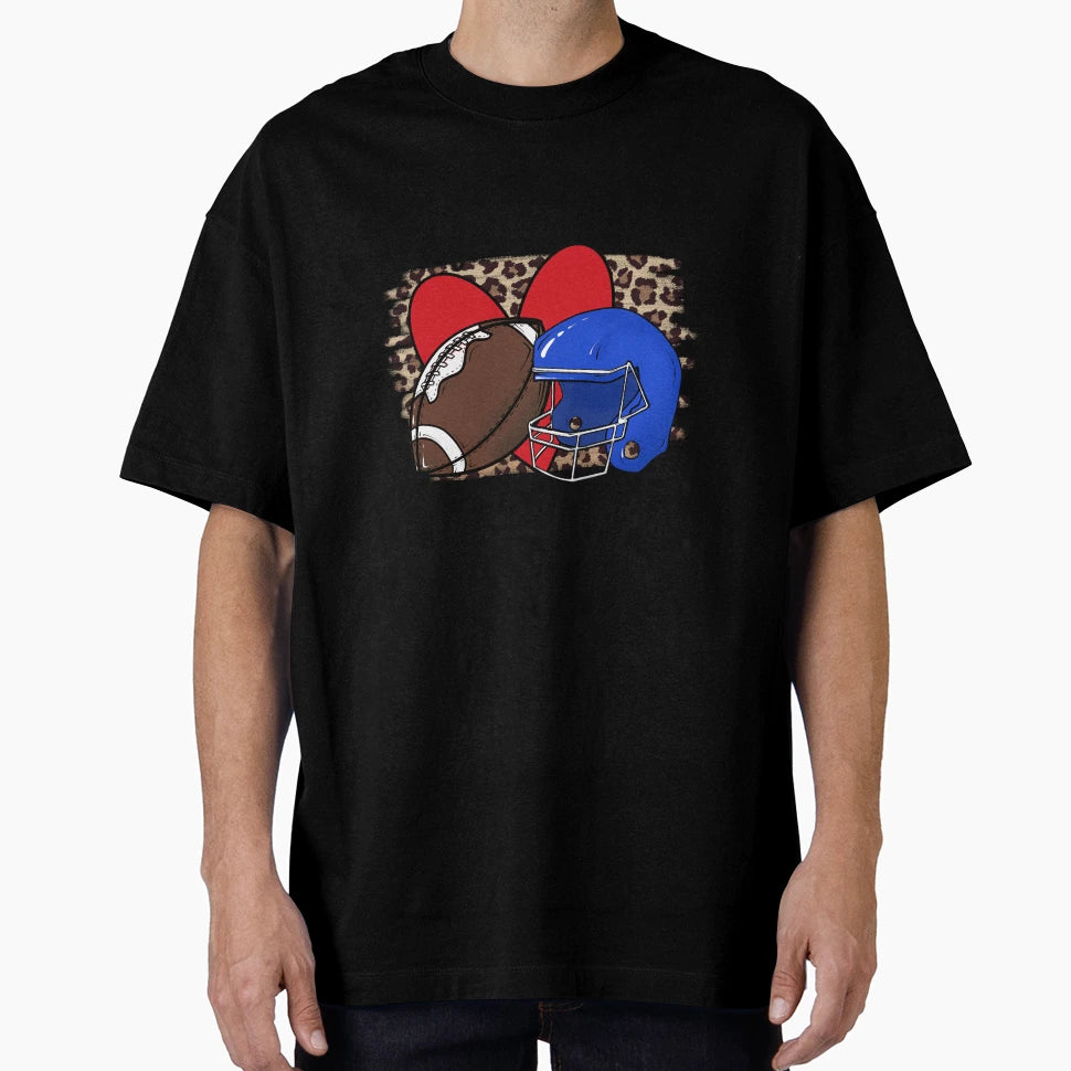 Football My Heart Is That Field Leopard T-Shirt - Novelty Apparel Unisex - T-Shirt, Sweatshirt, Hoodie