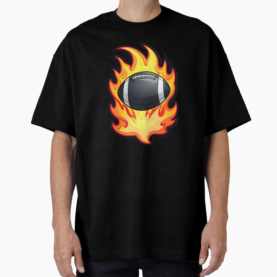 American Football Fire Football T-Shirt - Custom Art Print for Adults - T-Shirt, Sweatshirt, Hoodie