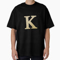 Letter K Gold Metallic T-Shirt - Aesthetic Graphic Men Women - T-Shirt, Sweatshirt, Hoodie
