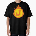 Superhero Letter J Fire Insignia T-Shirt - Unique Graphic for Adults - T-Shirt, Sweatshirt, Hoodie